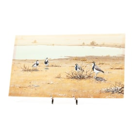 Alan M. Hunt "Red-Wattled Lapwings" Gouache