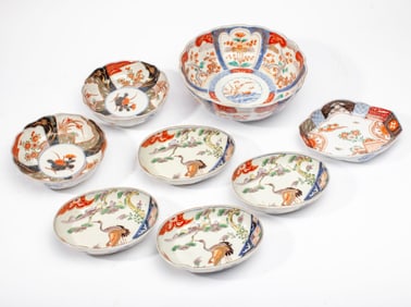 Group of 8 Japanese Imari Porcelain Dishes