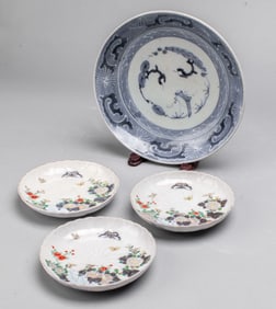 3 Japanese Kakiemon Style Floral Dishes
