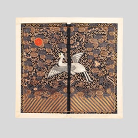 19th C. Chinese Embroidered Silk Rank Badge