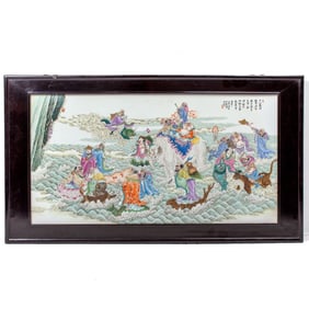 LARGE CHINESE "EIGHTEEN ARHATS" ENAMELED PORCELAIE