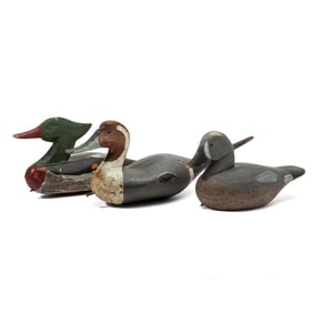 3 Vintage Carved Wood Duck Decoys