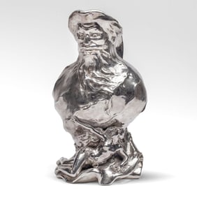 SILVERED FIGURAL JUG AFTER ERNEST JUSTIN FERRAND