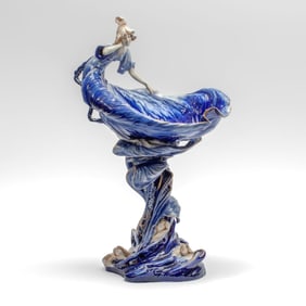 Large Royal Dux Bohemia Water Lily & Nymph Vase