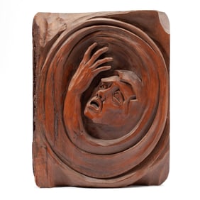 Art McKellips "The Search" Wood Relief Sculpture