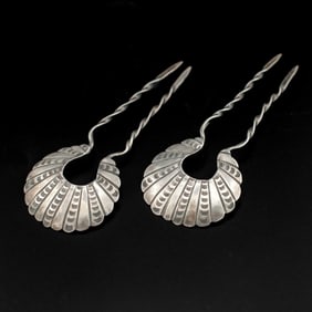 Navajo French Style Silver Hair Pins