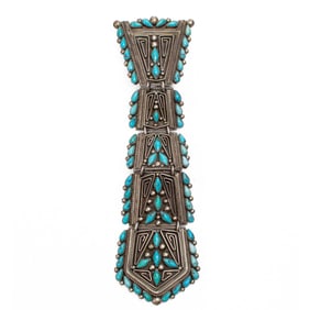 Bill Betoney Navajo Silver & Turquoise Necktie