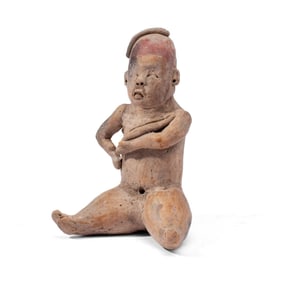 Olmec Seated Child Pre-Columbian Pottery Figure