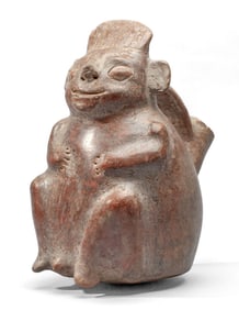 Pre-Columbian Moche Peru Stirrup Vessel Animal