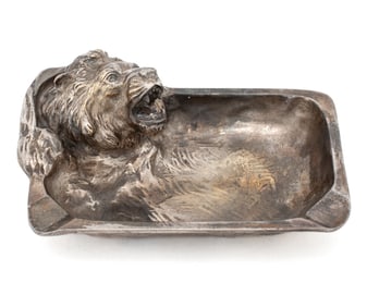 Antique Austrian Bronze Lion Ashtray