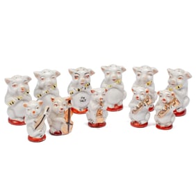 Vintage Porcelain Musician Pigs Figures & Shakers