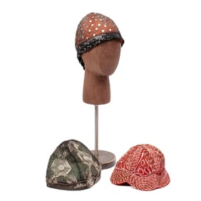 1920s French Art Deco Sequin Skull Cap Hats