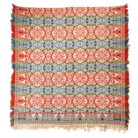 1842 Signed Jacquard Woven Coverlet
