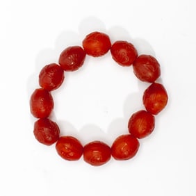 Tibetan Carved Agate Beaded Bracelet