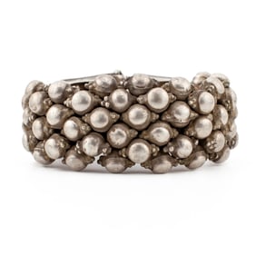Indian Rajisthani Granulated Silver Cuff