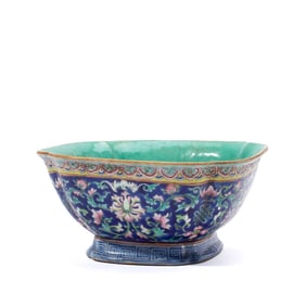 Chinese Daoguang Mark Bat & Lotus Porcelain Bowl