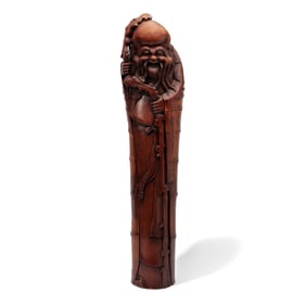 Large Chinese Carved Bamboo Figure of Shoulao 3'