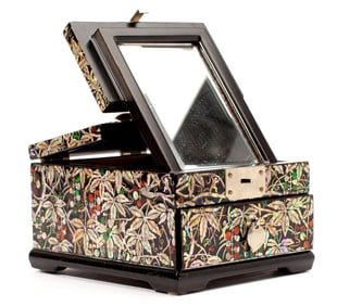 Chinese Lacquer & MOP Grapevine Vanity Case