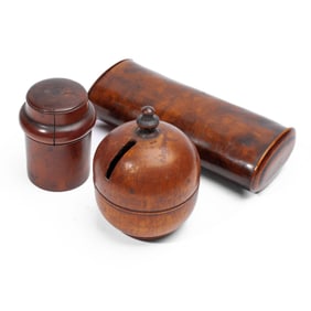 Antique Treen Ink Well / Tocacco Box / Bank