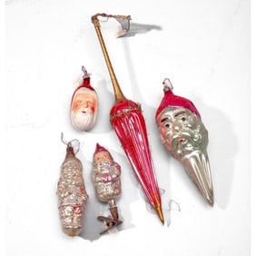 Antique Santa Claus / Umbrella Glass Ornaments