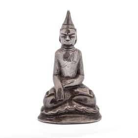 Cambodian Silver Seated Buddha