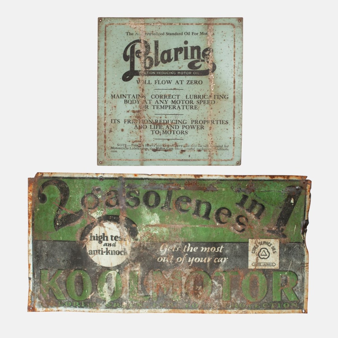 2 Vintage Car Motor Oil & Gas Tin Advertising Sign (1 of 5)