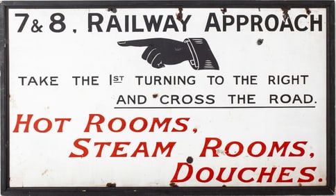 Large Antique London Bridge Station Hotel Railway Porcelain Advertising Sign