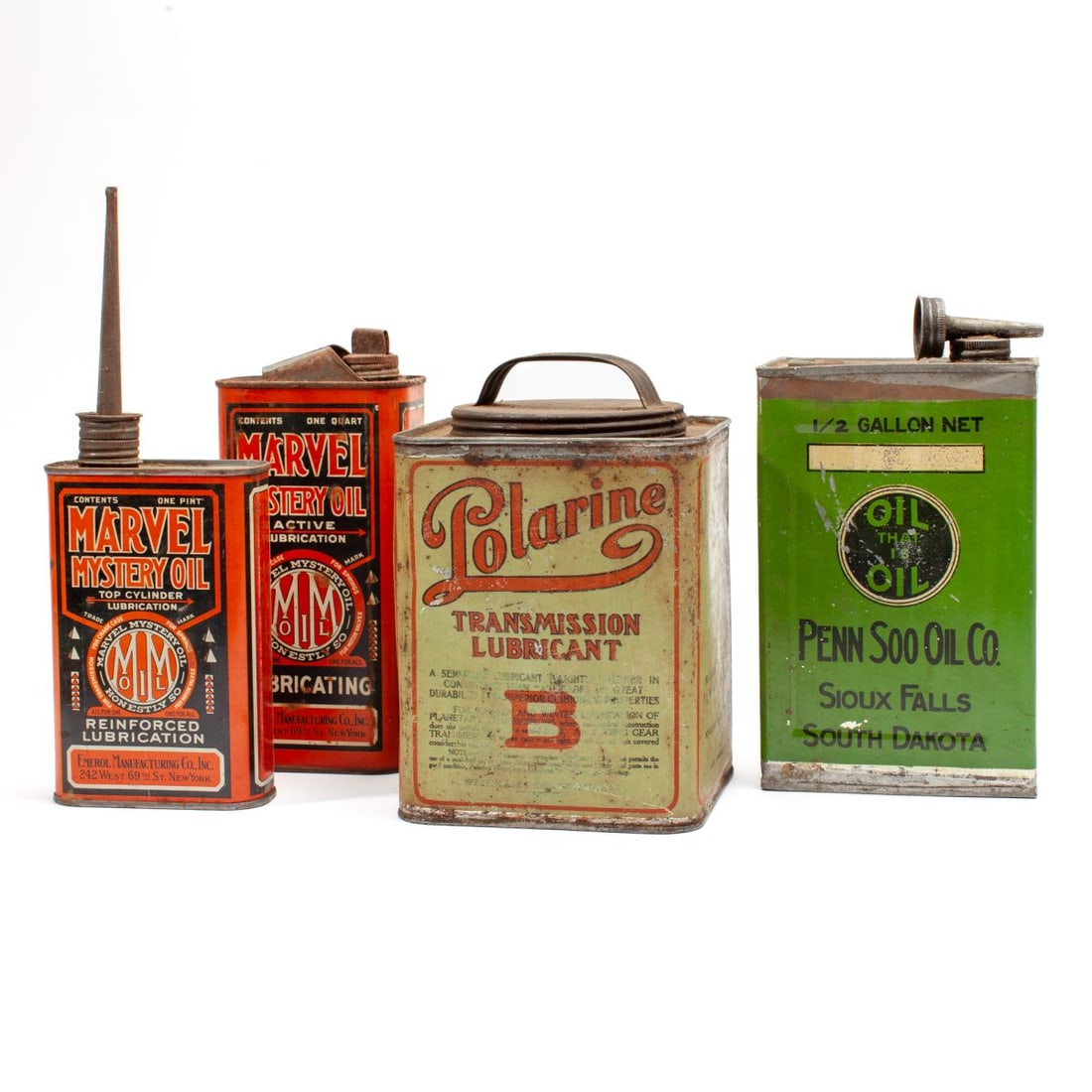 Group of 4 Vintage Tin Litho Lubricant / Oil Cans (1 of 5)
