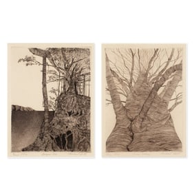Michael Arth Pair Tree Etchings, 1976