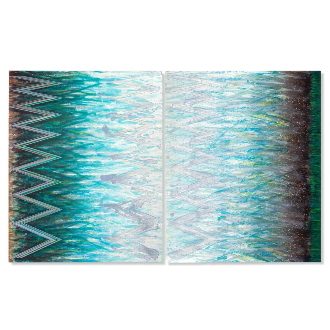 Karen Guzak (WA) Duet I & II Diptych Lithographs: Karen Guzak (b.1939 Washington) "Duet I & II" Diptych Lithographs, 1983. Edition 296/300. Pencil signed and editioned. Artworks are on sheets measuring 35x28"; float mounted on linen backing and frame