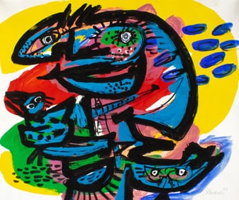 Anton Rooskens "Animal" Gouache on Paper, 1973
