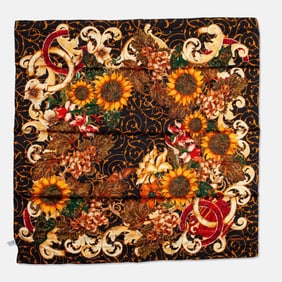 Chanel Sunflower Design Silk Scarf