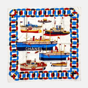 Chanel Ship Design Silk Scarf