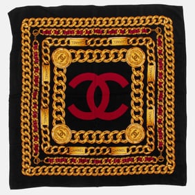 Chanel Gold Chain Design Silk Scarf