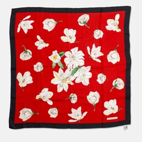 Tiffany & Co. Red & White Floral Silk Scarf
