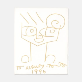 Romero Britto "Face" Signed Drawing