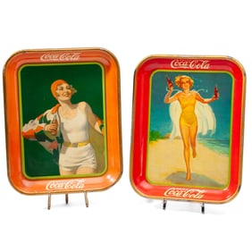 1930 & 1937 Bathing / Running Girl Coca-Coca Trays