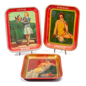 3 Hostess/Roadster/Swimsuit Girls Coca-Cola Trays