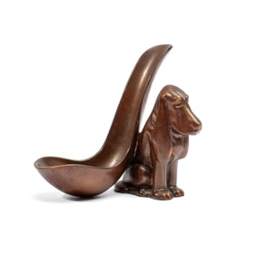 Vintage Cast Brass Basset Hound Pipe Rest