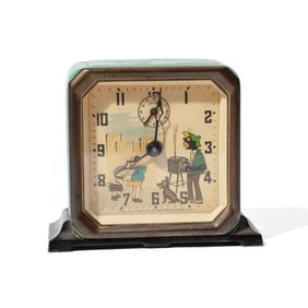 Vintage Lux Black Americana Wind Up Alarm Clock