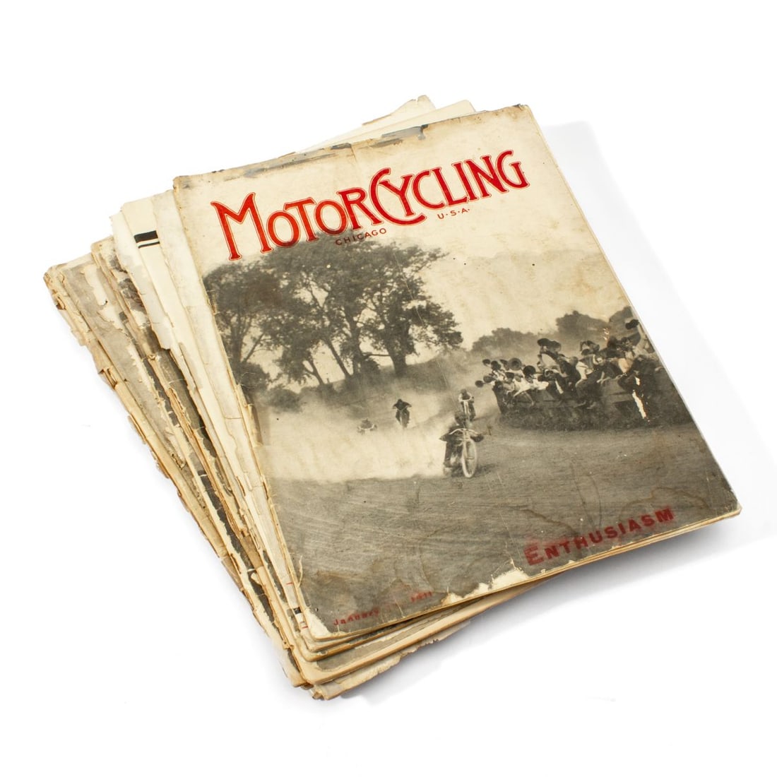 1911 1912 1913 Motorcycling Magazines: Nine original issues of "Motorcycling" magazines from 1911, 1912, and 1913. Includes: 1911 - Janurary 1. // 1912 - February 15, May 12, August 1, August 15, November 21, and December 26. // 1913 - Feb