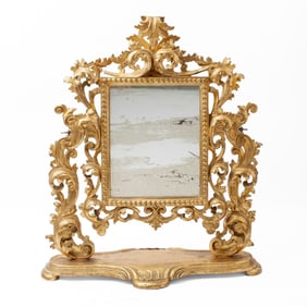 Antique Italian Giltwood Table Top Vanity Mirror