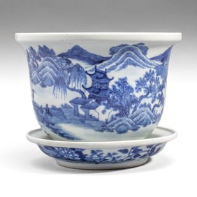 Chinese B&W Porcelain Planter Daoguang Mark