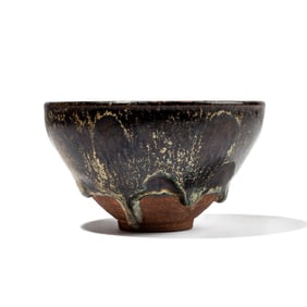 Chinese Temmoku / Jian Ware Flambe Floral Bowl