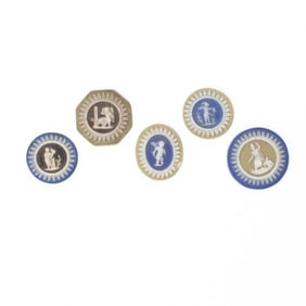 5 18th Century Wedgwood Tricolor Cameos / Cupid
