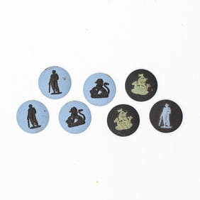 7 Wedgwood Jasper Cameos / Lion / Ship
