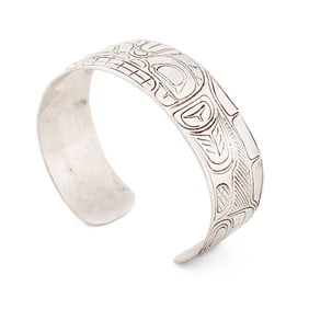 Jim Long Native Artist Whale Silver Bracelet