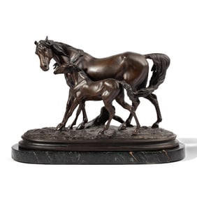 Cast Bronze Mare & Foal After Christophe Fratin