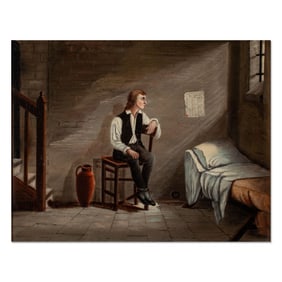 Antique "King Louis XVI in Prison" Oil on Canvas