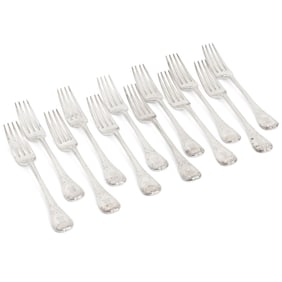 Hunt & Roskell London Silver Forks w/ Bull Crests